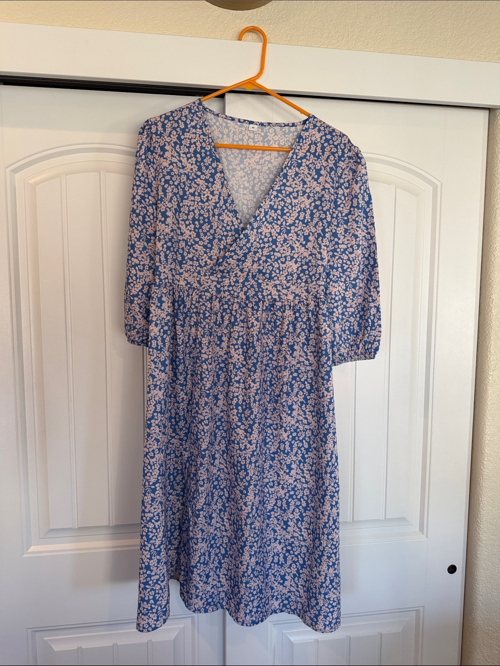 Blue Floral V-Neck Women’s Dress
